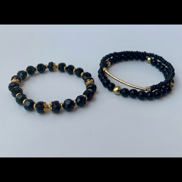 Black and Gold Bead Bracelet Set - Picture 6 of 6